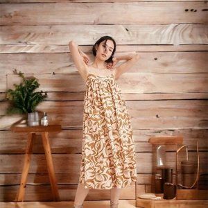 NEW Madewell Linen-Blend Cami Midi Dress in Tropicale Floral NWT M Flowy Pockets